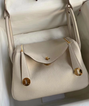 에르메스 린디백26 나타 화이트 금장 끌레망스 가죽